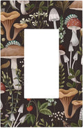 1 Gang Electrical Decora/GFCI Device Wallplate Funky Retro Vintage 70s 60s Boho Hippie Mushroom Botanical Floral Single Decorator Rocker Outlet Light Switch Cover Electrical Faceplate Dimmer