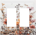 Boho Nursery Wildflower Flora Vintage Flower Decorative Outlet Covers 2 Gang Double GFCI Rocker Electrical Wall Panels Light Switch Cover Plate for Bedroom Living Room Decor