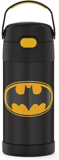 THERMOS FUNTAINER Water Bottle with Straw - 12 Ounce - Kids Stainless Steel Vacuum Insulated Water Bottle with Lid, Batman