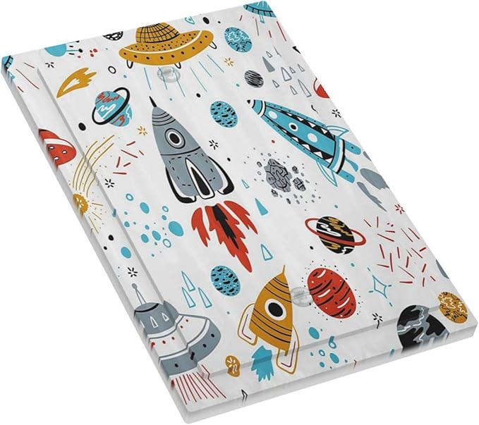 Cartoon Space Rocket Boys Universe Planet 1 Gang Light Switch Covers No Device Wall Plate Decorative Unique Blank Switchplate Electrical Faceplate for Nursery Kidroom Bedroom Home Decor