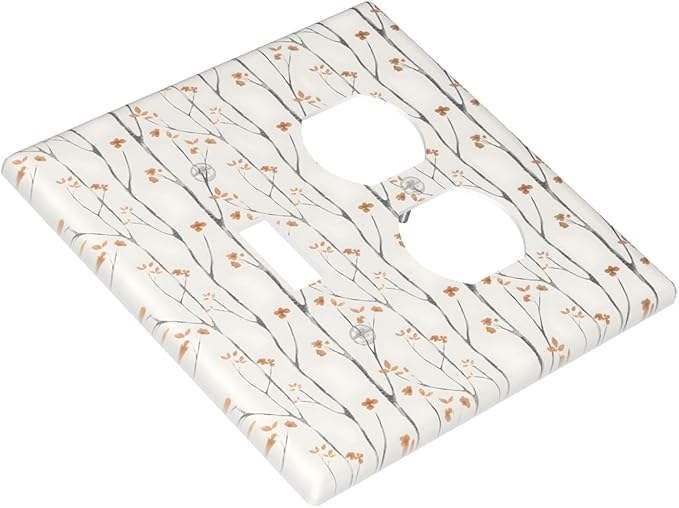 Boho Floral Watercolor Tree Branch Flower Minimalist Wallplates 1 Toggle 1 Duplex Switch Plate Electrical GFCI Faceplate Decorative Light Switch Covers for Bedroom Living Room Decor