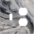 Grey And White Marble Abstract Art Print Wallplates 1 Toggle 1 Duplex Switch Plate Electrical GFCI Faceplate Decorative Light Switch Covers for Bathroom Kitchen Decor