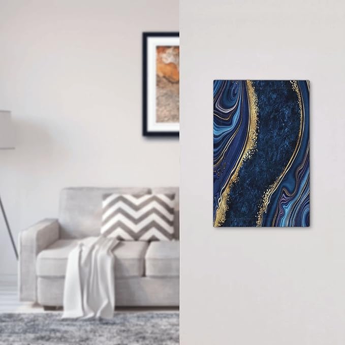 Navy Blue Marble 1 Gang Light Switch Cover No Decive Blank Wall Plate Decorative For Teen Kids Boys Bathroom Home Bedroom Art Panel Decorate 5" x 3