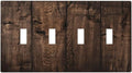 Rustic Brown Wood Plank Vintage Wooden Texture Print Light Switch Covers Quad Toggle Electrical Faceplate 4 Gang Wall Plate Decorative Switch Plates Cover for Farmhouse Home Decor