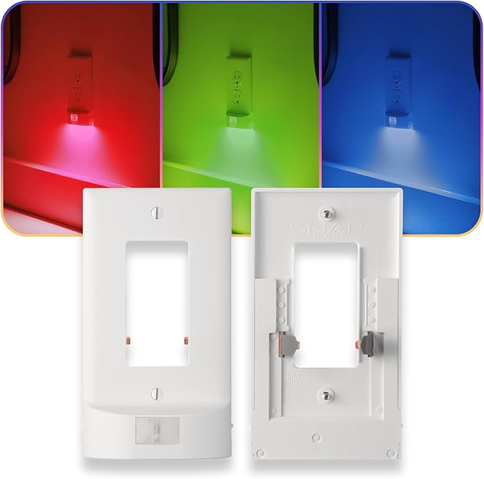 1 Pack - SnapPower Multi-Color GuideLight – Outlet Cover RGB Lights, Customizable Ambient Lighting/Mood Lighting for Home, Kitchen, Gaming Room, Kids Bedroom, Nursery, Holiday Decor (White, GFCI)