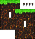 Outlet Covers Pixel Grass Block 1 Gang Duplex Light Switch Cover Plate Decorative Wall Plates Electrical Switchplate Receptacle for Kids Room Home Decor（2 Pack）
