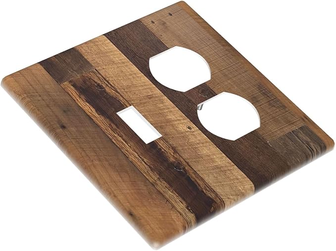 Wallplates Natural Wood Brown Wooden Planks 1 Toggle 1 Duplex Switch Plate Electrical Gfci Faceplate Decorative Light Switch Covers For Farmhouse Cabin Decor