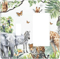 Elephant Giraffe Jungle Animals Leopard Zoo Outlet Covers 1 Toggle 1 Rocker Combination Decorative Wall Plate Electrical Switch Plates Light Switch Cover Plate for Kids Room Nursery Decor