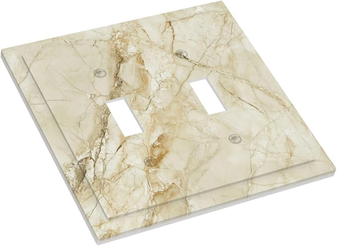 Light Switch Cover Plate Creamy Beige Marble Abstract Minimalism 2 Gang Double Switch Plate Covers Toggle Wallplate Decorative Outlet Covers Electrical Switchplate for Bathroom Home Decor