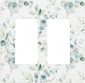 Green Eucalyptus Leaf 2 Gang Double GFCI Rocker Rocker/Decorator Light Switch Cover Decorative Outlet Wall Plate Electrical Faceplate Screwless