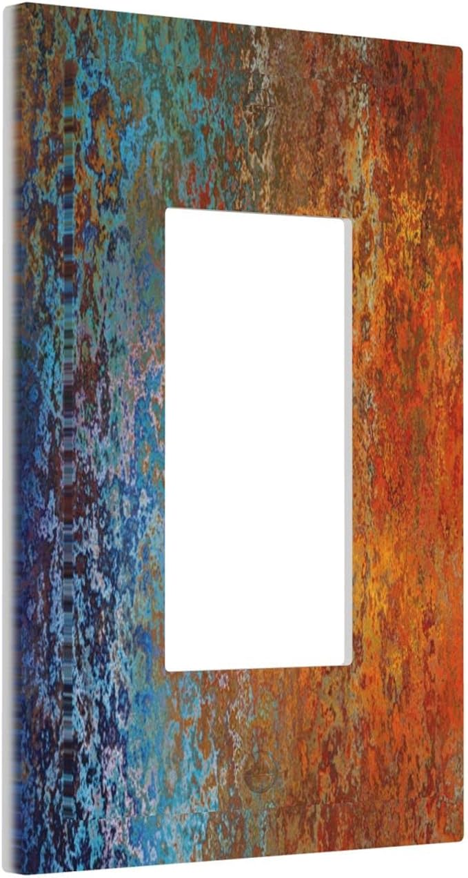 Decorative Switch Plate Covers Vintage Copper Rust 1 Gang Single Decora GFCI Device Light Switch Cover Red Celestial Blue Flatprint 1 Rocker Outlet Wall Plate Faceplate for Kitchen Bathroom