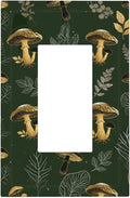 Decorative Outlet Covers Cute Gold Mushtroom Green Plant Leaf 1 Gang Rocker Light Switch Cover Plate Single Wall Plates for Electrical Outlets Switch Plate Covers Faceplate for Home Decor