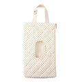 Quilted Baby Diaper and Wipes Pouch Portable Mommy Bag for Stroller Reusable Wipes Pouch with Lanyard for Casual Travel (Polka Dots)