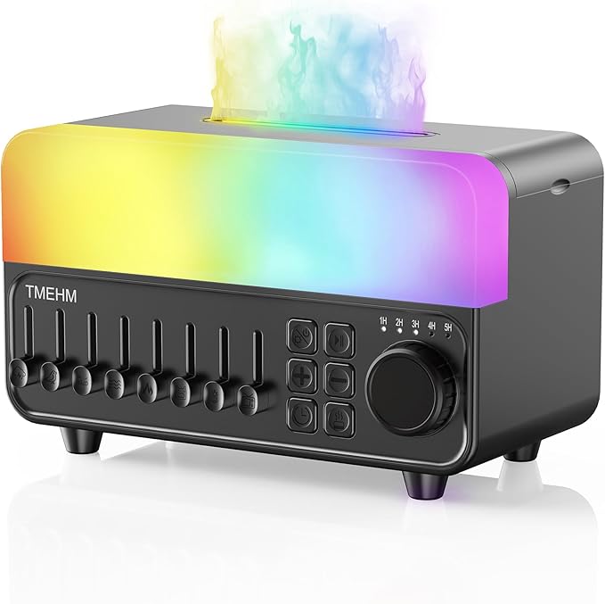 TMEHM 4-in-1 Sleep Sound Machine with White Noise & 8 Nature Sounds, Bluetooth Speaker, Night Light & Aroma Diffuser with Timer for Baby, Kids and Adults (Black)