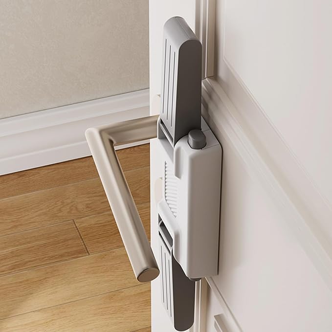 YEYA Upgrade Child Safety Door Handle Lock, White Universal Fit Lever Locks with Stong 3M Adhesive Backing, 2-Pack