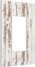 Farmhouse White Brown Wood 1 Gang Rocker/Decor Outlet Light Switch Wall Plate Cover Faceplate Decorative Faceplate Switchplates for Rustic Cabin Barn Bathroom Home Living Room Bedroom Decorate 5" x 3