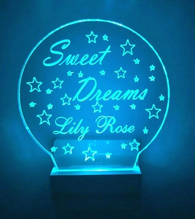 Night Light Multi Color Personalized LED Plug-in, Ultra-Slim Touch Night Light Smart Dusk to Dawn Sensor, Kids Children's Bedroom Kitchen Bathroom Hallway Play Room Variations (Sweet Dreams Stars)
