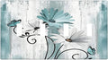 Light Switch Cover Plate Teal Daisy Floral Butterfly Vintage Wood 4 Gang Quad Toggle Decorative Switch Plates Wall Panels Electrical Wall Plates Faceplate for Bathroom Bedroom Decor