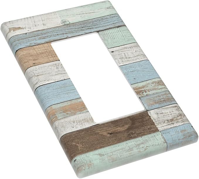 Farmhouse Wood Vintage Single Gang Rocker Light Switch Cover Plates Decorative Outlet Covers, 1 Gang Rocker Wall Plate