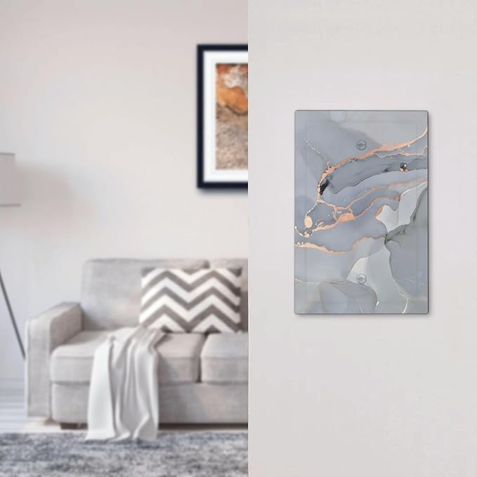 Gray And Gold Marble Abstract Luxury Print Light Switch Cover Plate 1 Gang No Device Blank Electrical Wall Plates Faceplate Decorative Switch Plate Covers for Bathroom Kitchen Bedroom Decor