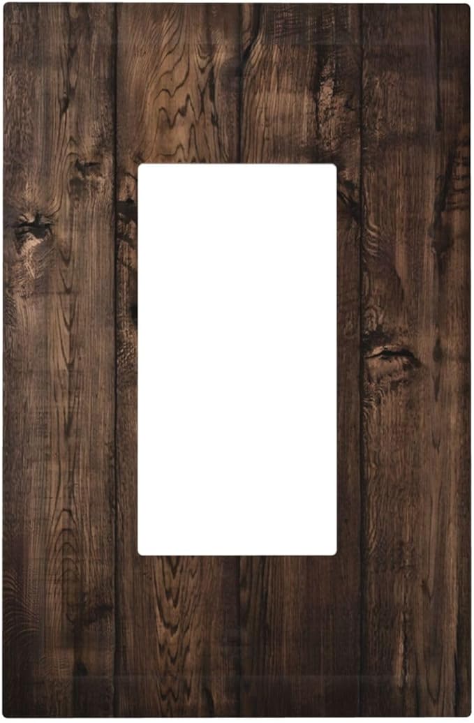 Rustic Brown Wood Plank Vintage Wooden Texture Print Decorative Outlet Covers 1 Gang Single Rocker Light Switch Cover Plate Wall Plates GFCI Faceplate for Farmhouse Home Decor