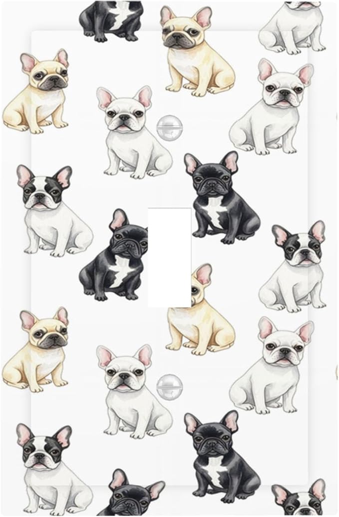 French Bulldog Watercolor 1-Gang Toggle Light Switch Plate, Cute Frenchie Puppy Chic Decorative Wall Plate for Pet Owners Decor