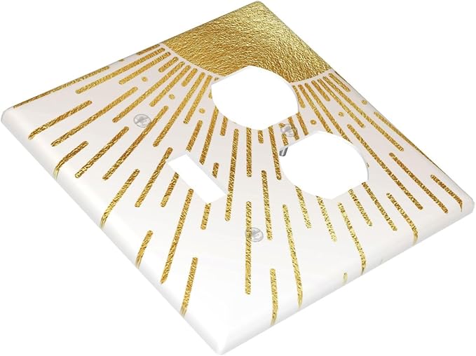 Mid Century Boho Gold Sun Abstract Sunrise Wallplates 1 Toggle 1 Duplex Switch Plate Electrical GFCI Faceplate Decorative Light Switch Covers for Kids Room Home Decor