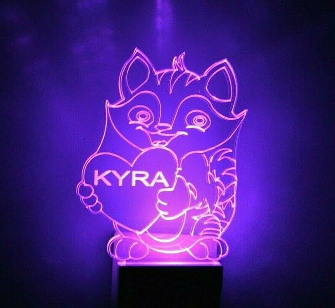 MIRROR MANIA Night Light Multi Color Personalized LED Plug-in, Ultra-Slim Touch Night Light Smart Dusk to Dawn Sensor, Kids Children's Bedroom Kitchen Bathroom Hallway Play Room Variations (Cat)