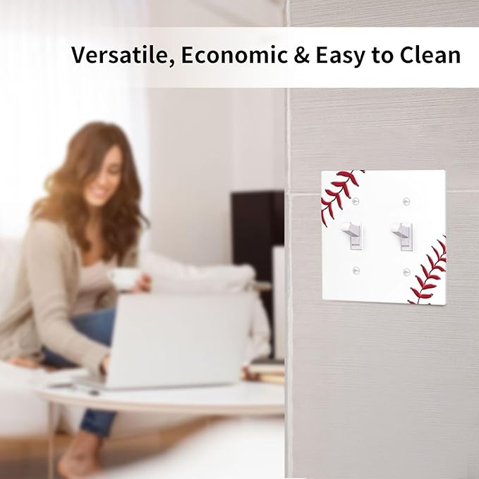 Baseball Double Light Switch Cover Plates Decorative 2 Gang Wall Plate Double Toggle Lightswitch Cover
