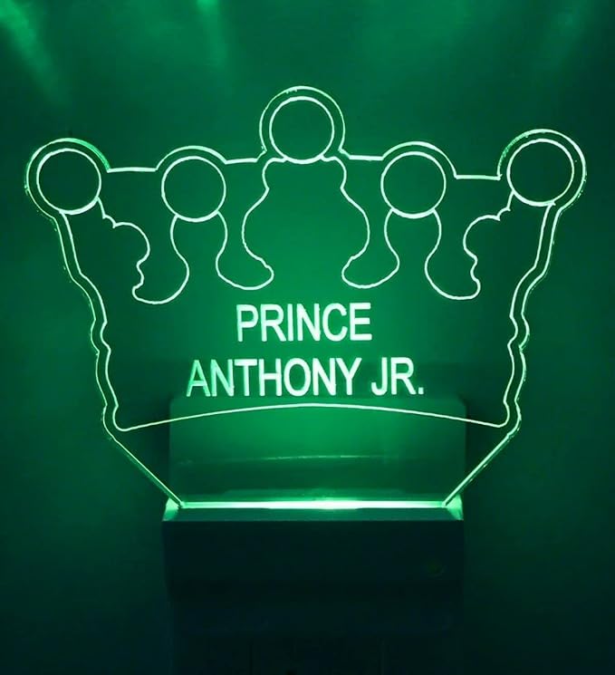 Night Light Multi Color Personalized LED Plug-in, Ultra-Slim Touch Night Light Smart Dusk to Dawn Sensor, Kids Children's Bedroom Kitchen Bathroom Hallway Play Room Variations (Prince Crown)
