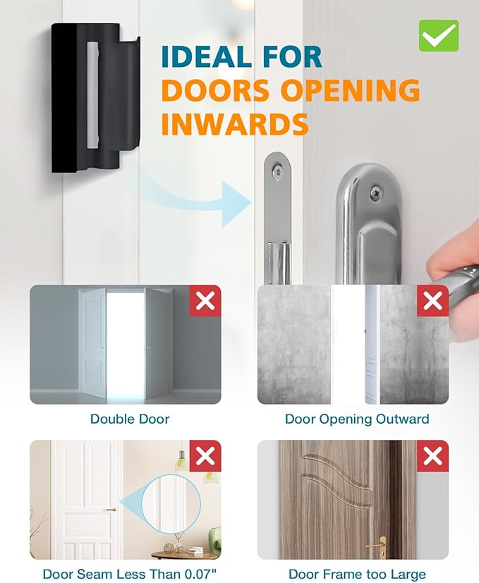 Home Security Door Reinforcement Lock - Child Proof Door Locks for Front Door Child Safety Lock High Door Locks for Kids Safety Withstand 800 lbs Top Flip Door Latch Lock for Inward Swinging Door