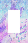 Kids Girls Purple Pink Blue Glitter Fish Mermaid Scales Tail Undersea Ocean 1 Gang Single Decorator/GFCI Device Outlet Wall Plate Electrical One Rocker Decorative Light Switch Cover Faceplate Dimmer