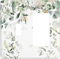 Green Leaves Watercolor Double Gang Toggle Rocker Decorative Light Switch Cover, 2-Gang Wall Plate Outlet Cover