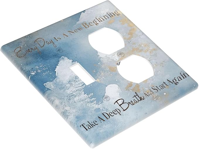 Decorative Outlet Covers Motivational Quotes Blue Abstract Texture 2 Gang Light Switch Cover Plate Single Toggle Duplex Wall Plates for Electrical Switch Plate Covers for Home Decor