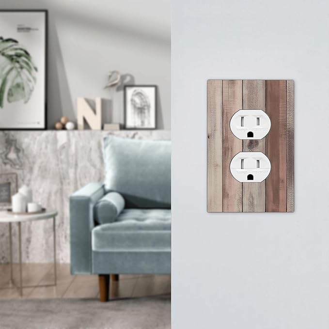 Outlet Covers Vintage Natural Wood Rustic Cinnamon 1 Gang Duplex Light Switch Cover Decorative Switch Plates Electrical Receptacle Faceplate Wall Plate For Farmhouse Cabin Decor