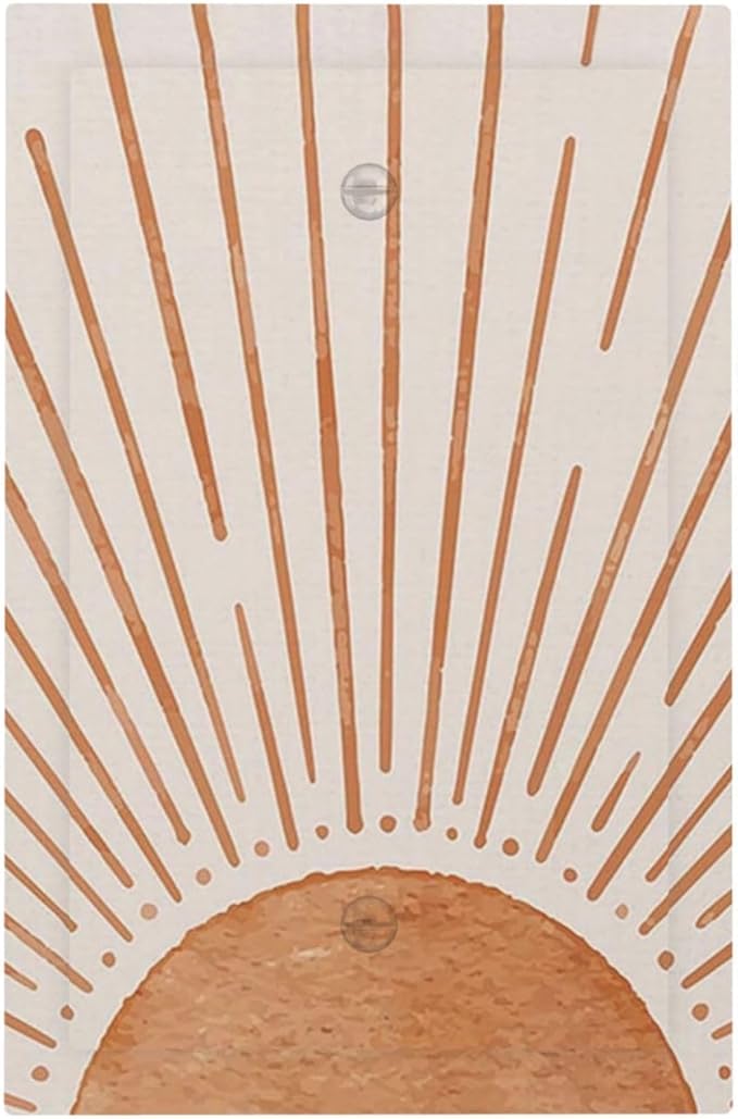 1-Gang Electric No Device Blank Wallplate Boho Orange Vintage 70s 60s Beige Sunrise Sunset Mid Century Minimalist Abstract Art 50s Sun Jumbo Size Outlet Light Switch Decorative Face Switchplate Cover