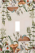 Boho Mushroom Forest Plants Wildflowers Insects Decorative Light Switch Cover 1 Gang Single Toggle Device Electrical Faceplate Switchplates Decorator Outlet Wall Plate for Kids Room Home Decor