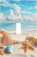 Beach Coastal Seashore Sea Starfish Shell Sand Decorative Light Switch Cover 1 Gang Single Toggle Device Electrical Faceplate Switchplates Decorator Outlet Wall Plate for Bathroom Home Decor