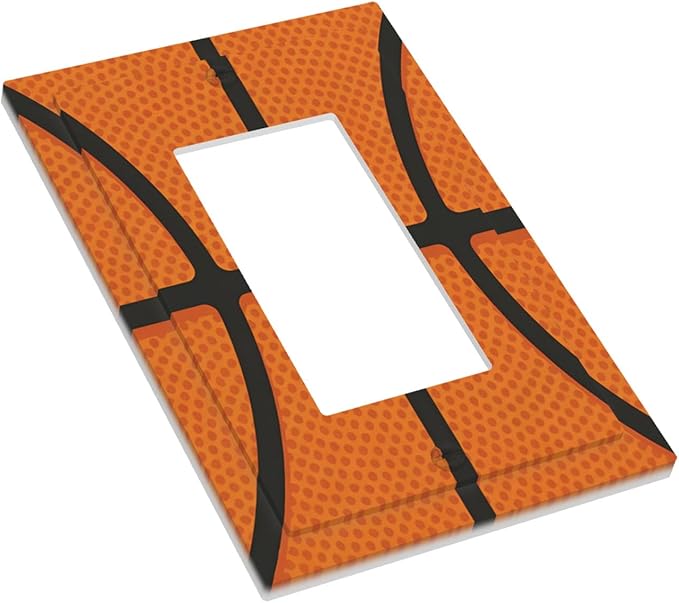Vintage Basketball Texture Single Rocker Switch Cover - 1-Gang Standard US Size Sports Themed Light Switch Covers for Boy's Bedroom Decor