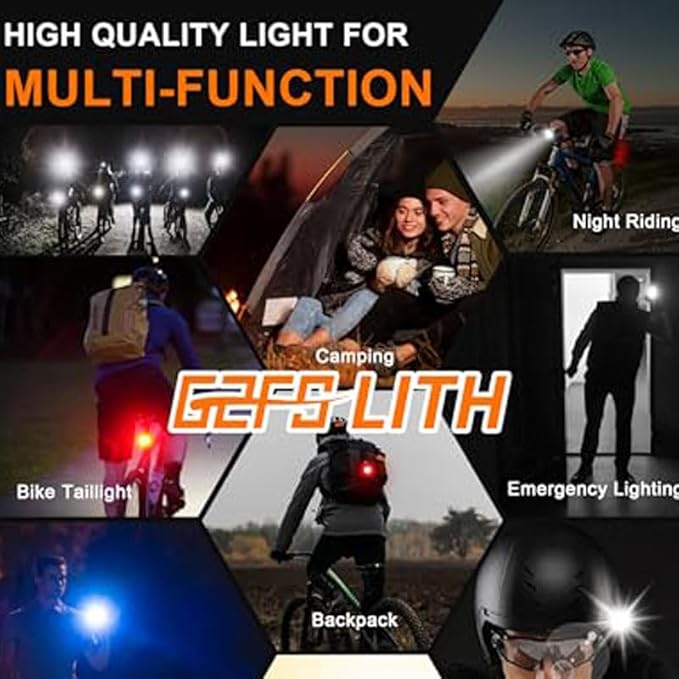 Bicycle Front & Rear Lights, Type-C Rechargeable LED Bike Light Set, IPX6,Waterproof Flashlight for Night Riding, Safety Headlight Taillight, Kids Girls Children's Bicycle Accessories