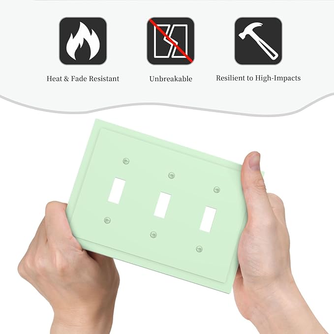 Green 3 Gang Light Switch Plate Decorative Triple Toggle Wall Plate Cover Electrical Faceplate Switch Face Plate