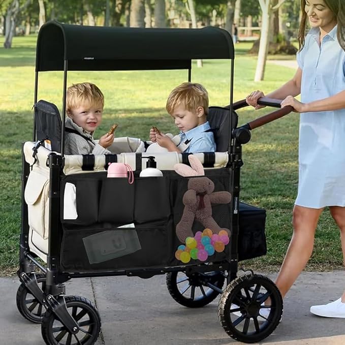 Wagon Organizer - Wagon Storage Attachment，Wagon Accessories Organizer Compatible, Large Capacity Mesh Cargo Storage Bag with Sorting Pockets Compatible with Wagon, Black
