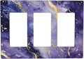 Decorative Outlet Covers Modernity Abstract Purple Golden Marble 3 Gang Wall Plate Triple Rocker Switch Light Switch Plate Covers Jumbo Electrical GFCI Switch Cover Plate