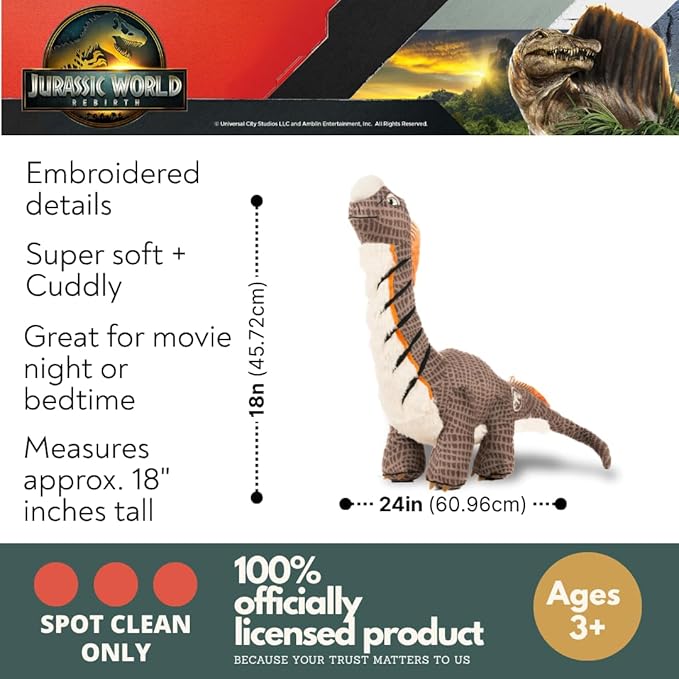 Jurassic World Rebirth Titanosaurus Dinosaur Kids Super Soft Cozy Cuddle Pillow Buddy, (Officially Licensed Product) by Franco