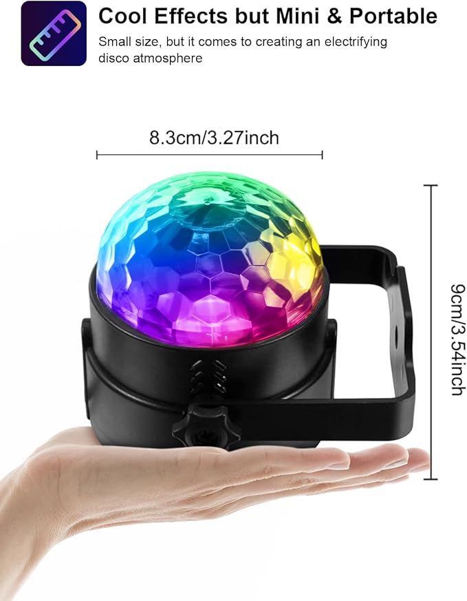 Luditek Sound Activated Party Lights with Remote DJ Lighting, Disco Ball Strobe Stage Light for Home Room Dance Parties Birthday Karaoke Stocking Stuffers New Years Eve Halloween Christmas Decorations