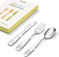 KINGSTONE Kids Silverware Set 3 Pieces, 18/10 Stainless Steel Fork, Spoon & Knife, Construction Vehicle, Digger & Dump Truck Kids Utensils, Food-Grade, Dishwasher Safe for Children Daily Use