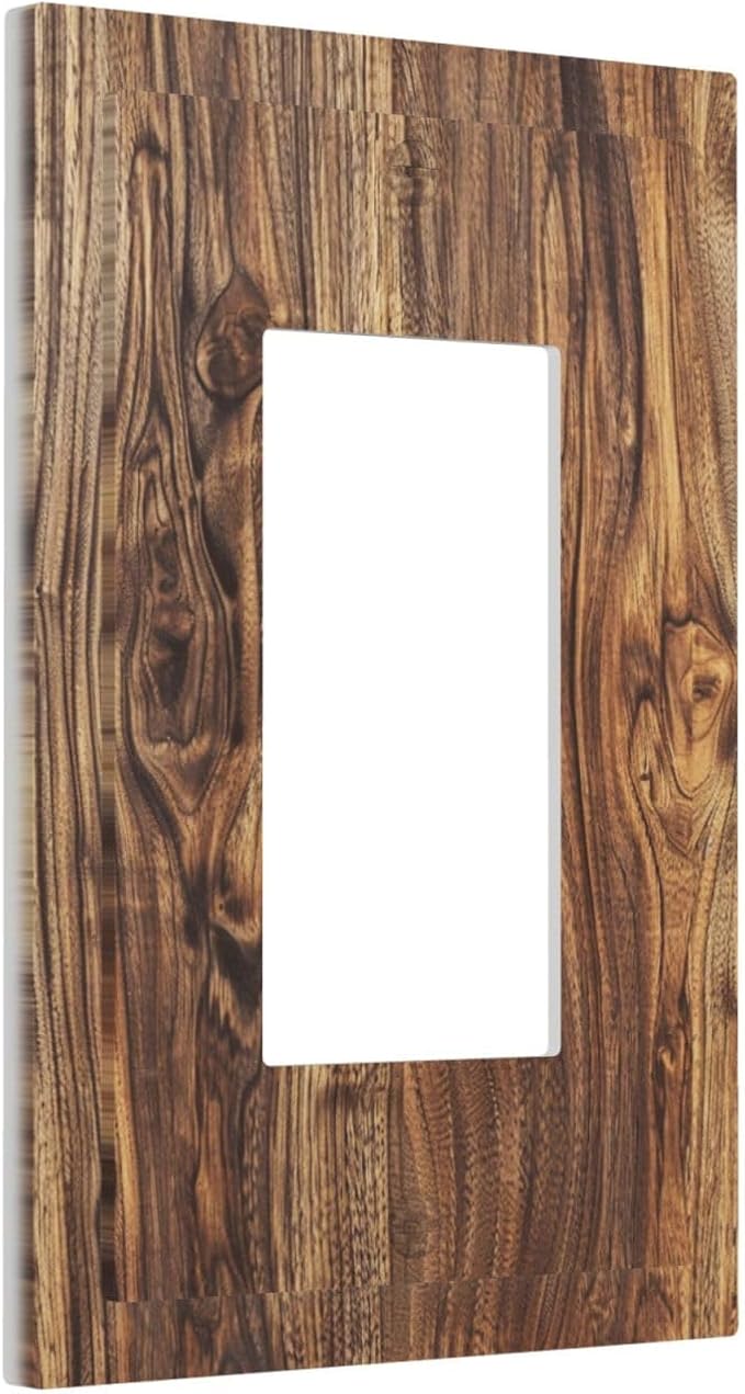 Distressed Wood Brown Wood Texture Decorative Outlet Covers 1 Gang Single Rocker Light Switch Cover Plate Wall Plates GFCI Faceplate for Farmhouse Home Decor