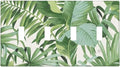 Green Tropical Palm Tree Leaf 4 Gang Four Device Decorative Light Switch Cover Summer Japanese Banana Leaves Greenery Quad Toggle Decorator Wall Plate Outlet Cover Electrical Faceplate Switchplate