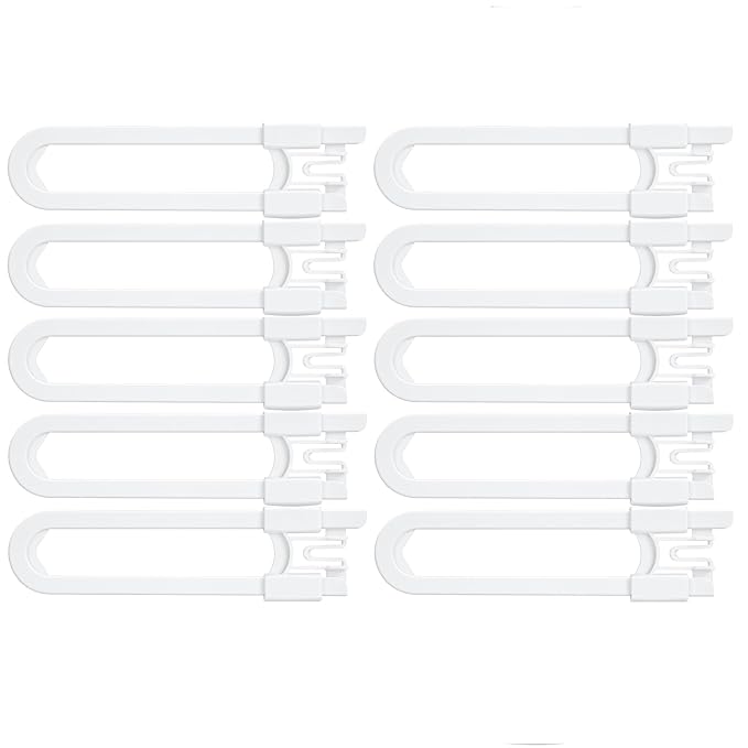 Vmaisi Baby Sliding Cabinet Locks - Adjustable U Shaped Child Safety Locks for Cabinets with Handles or Knobs, Childproof Latches for Kitchen Bathroom Storage Cupboards 10 Pack