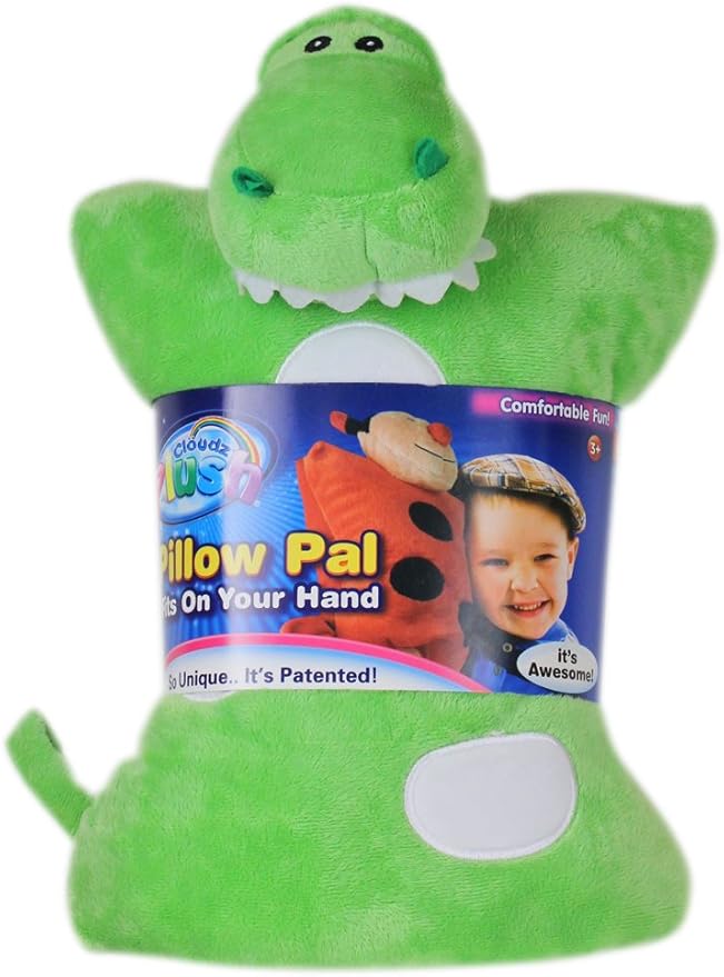 Cloudz Kids Super Soft N' Cuddly On Hand Animal Airplane Travel Pillow Pal! Keep Children Comfy and Supported with a Buddy While Traveling or just Resting at Home - Dinosaur